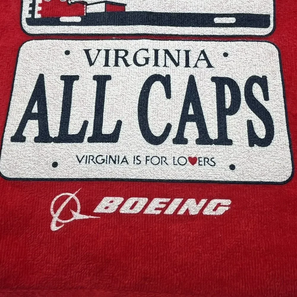 Washington Capitals Ice Hockey All Caps Boeing Towel License Plates DC VA MD EUC